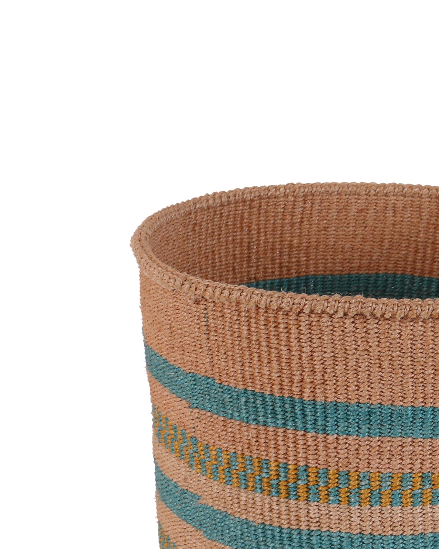 MKALI: Large Aqua, Gold and Natural Sisal Basket