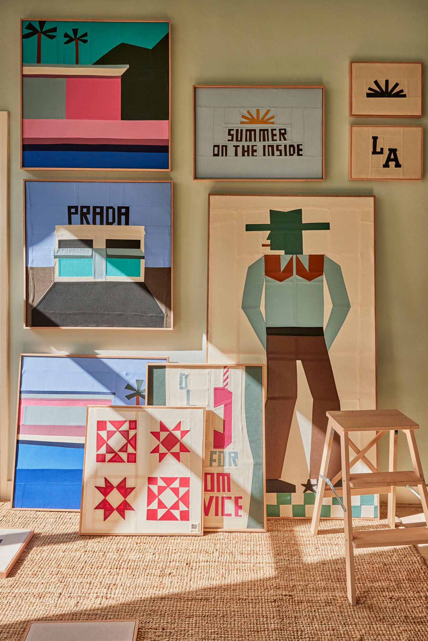 Prada Original Quilted Artwork in Handmade Frame