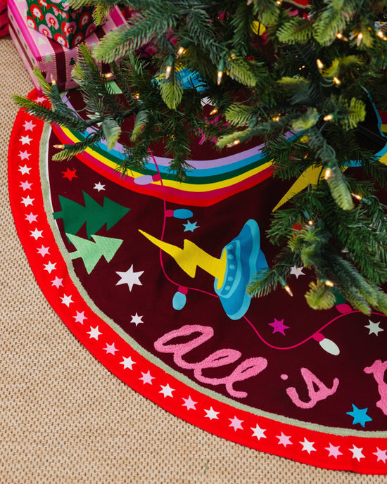 All Is Bright Embroidered Tree Skirt