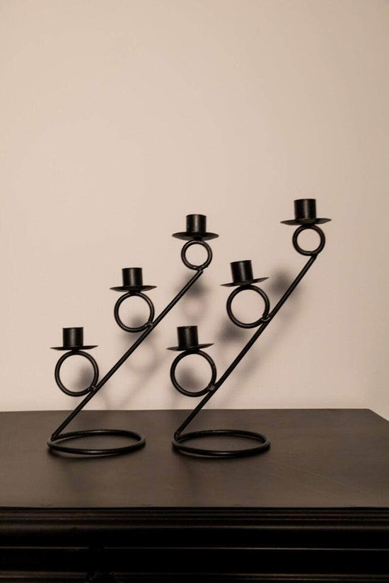 Modernist Metal Candle Holders Pair
