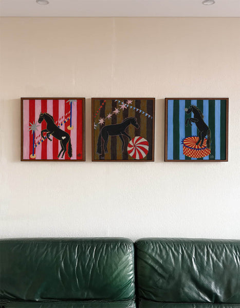 Striped Horse Blue- Limited Fine Art Print