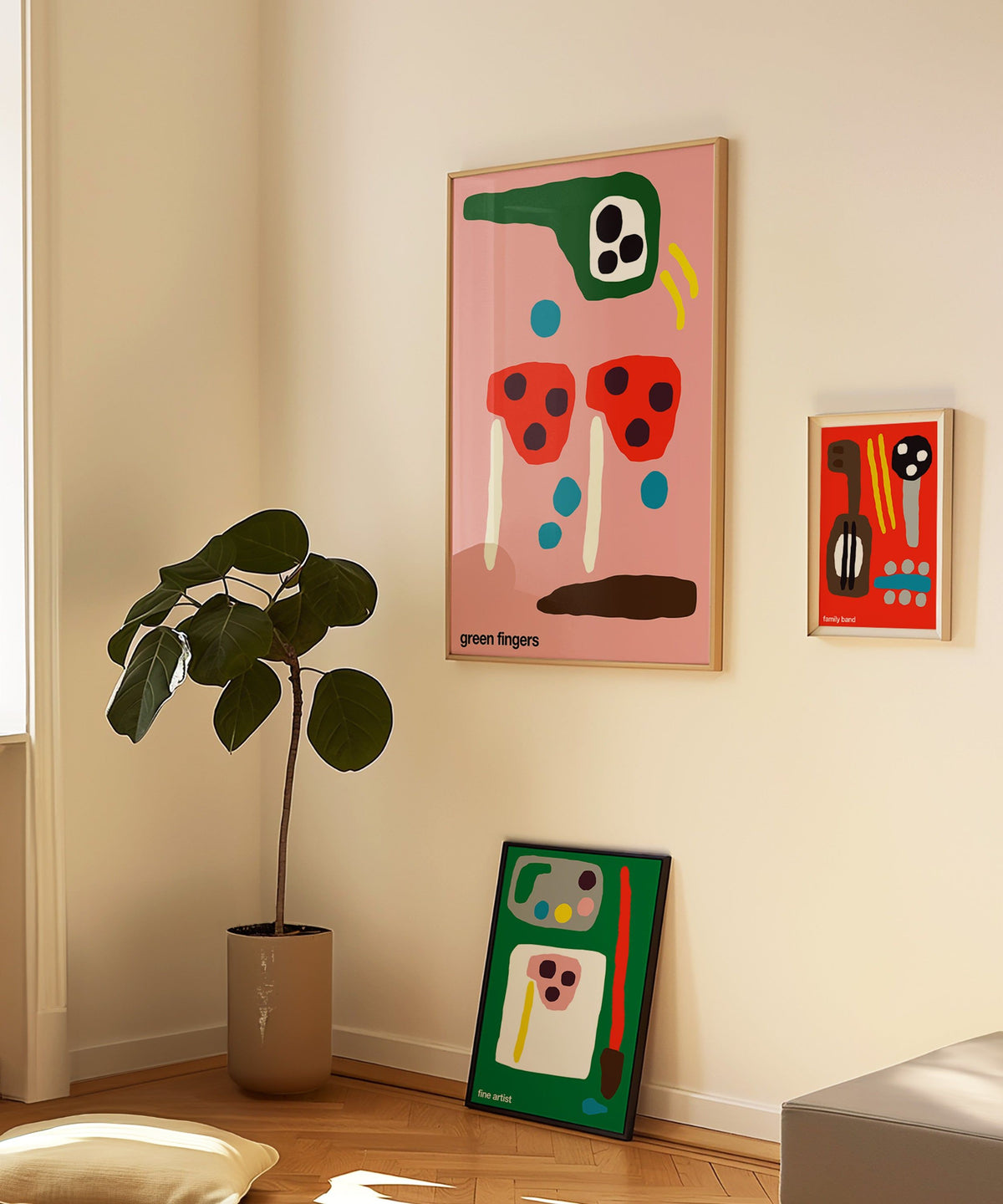 Green Fingers Print - Pink
