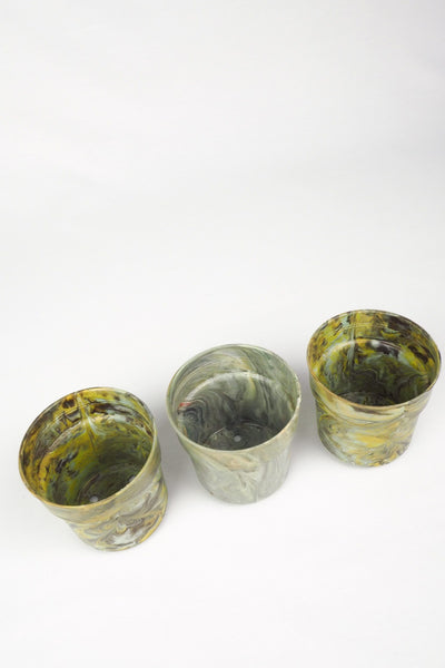 3 Vintage Marbled Plant Pots