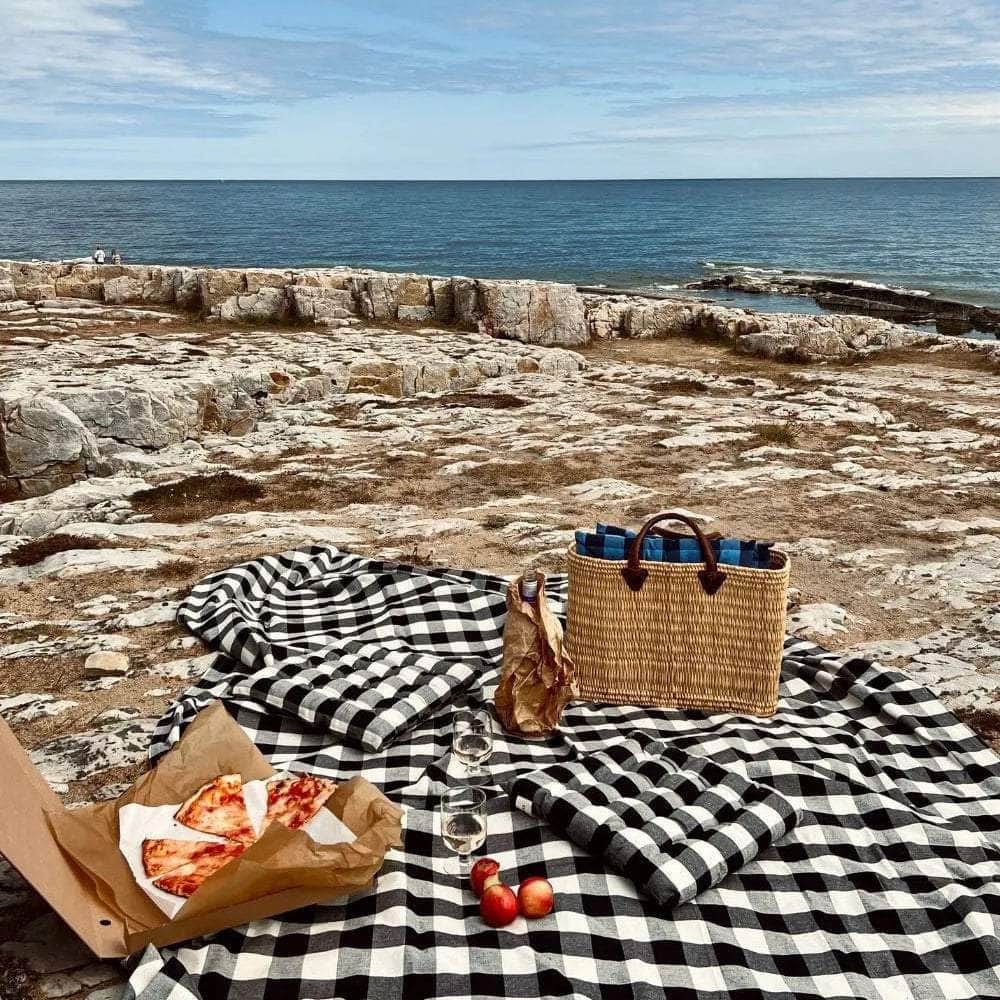 Bedspread Checked b/w