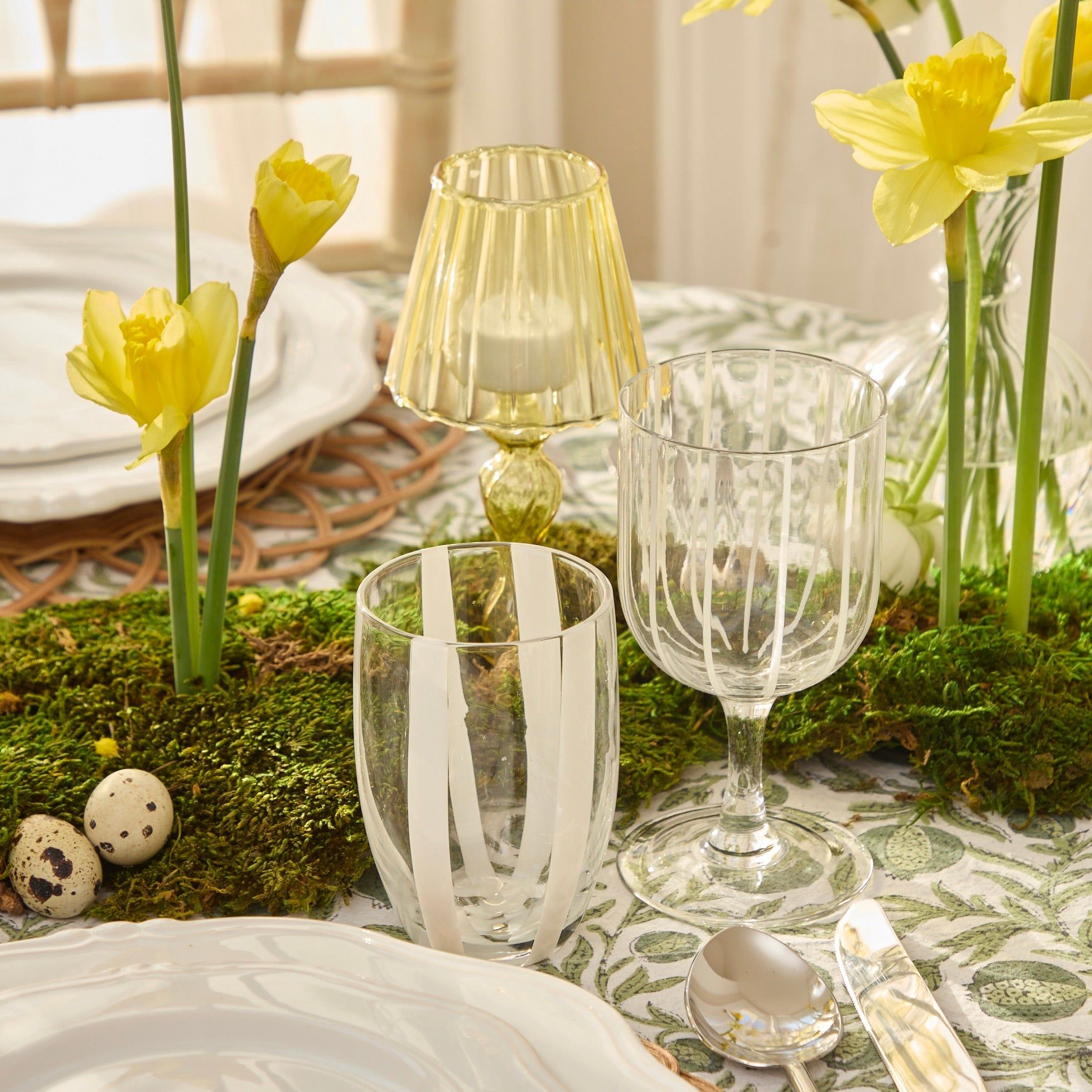 White Striped Tumblers (Set of 6)