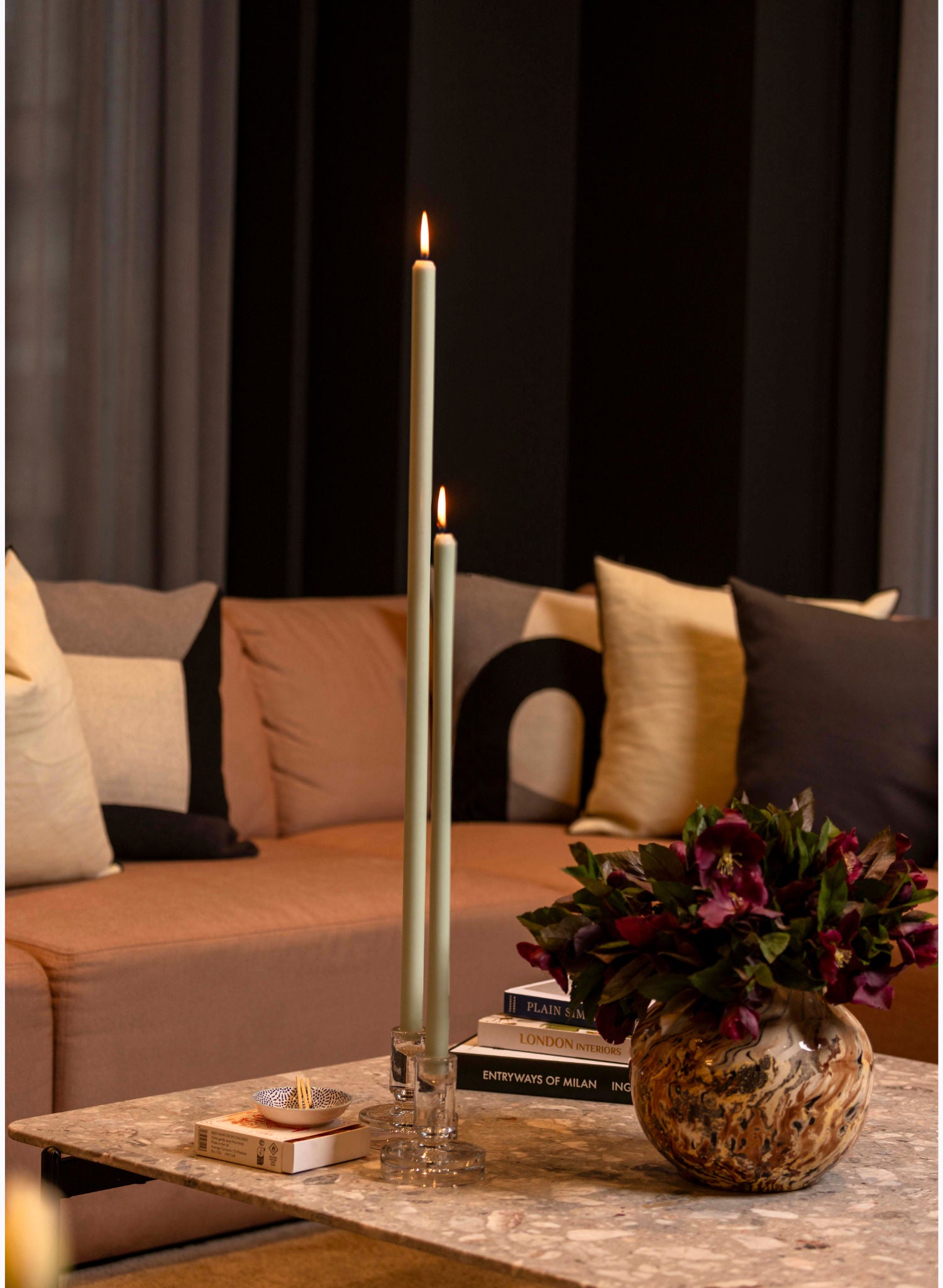 Minty Tapered METRE Candle Pair