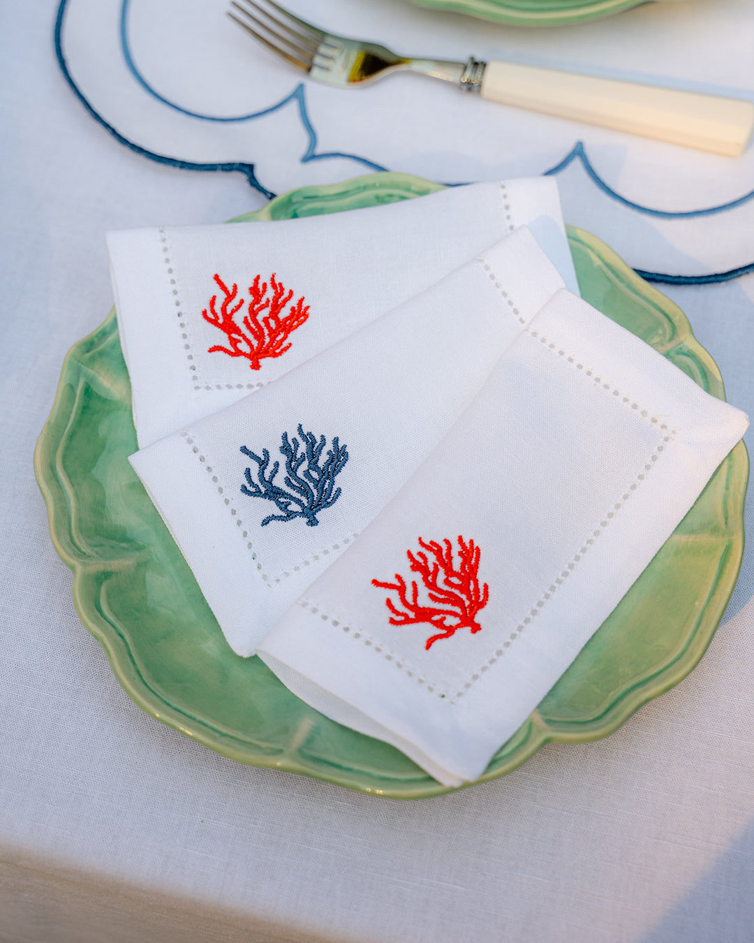 Blue Coral Cocktail Napkin