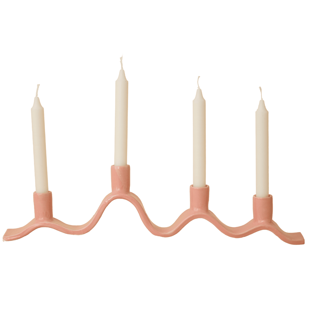 Large Wavy Candelabra - Pink