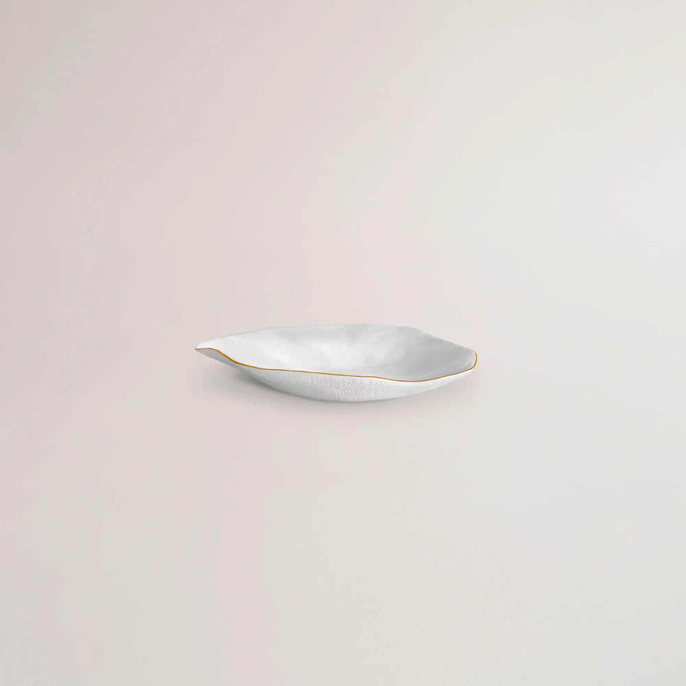 Set of 2 Large Dinner Plates / White With Gold Rim /Indulge nº6
