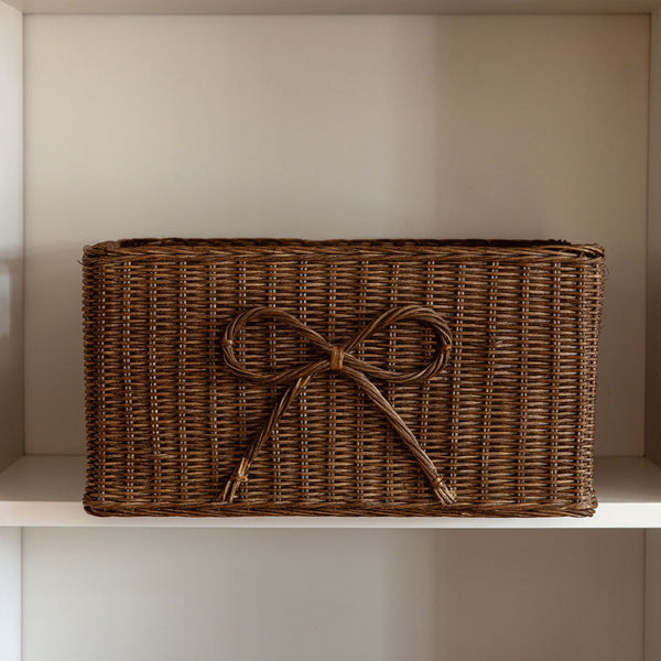 Bow Rattan Storage Basket, Medium