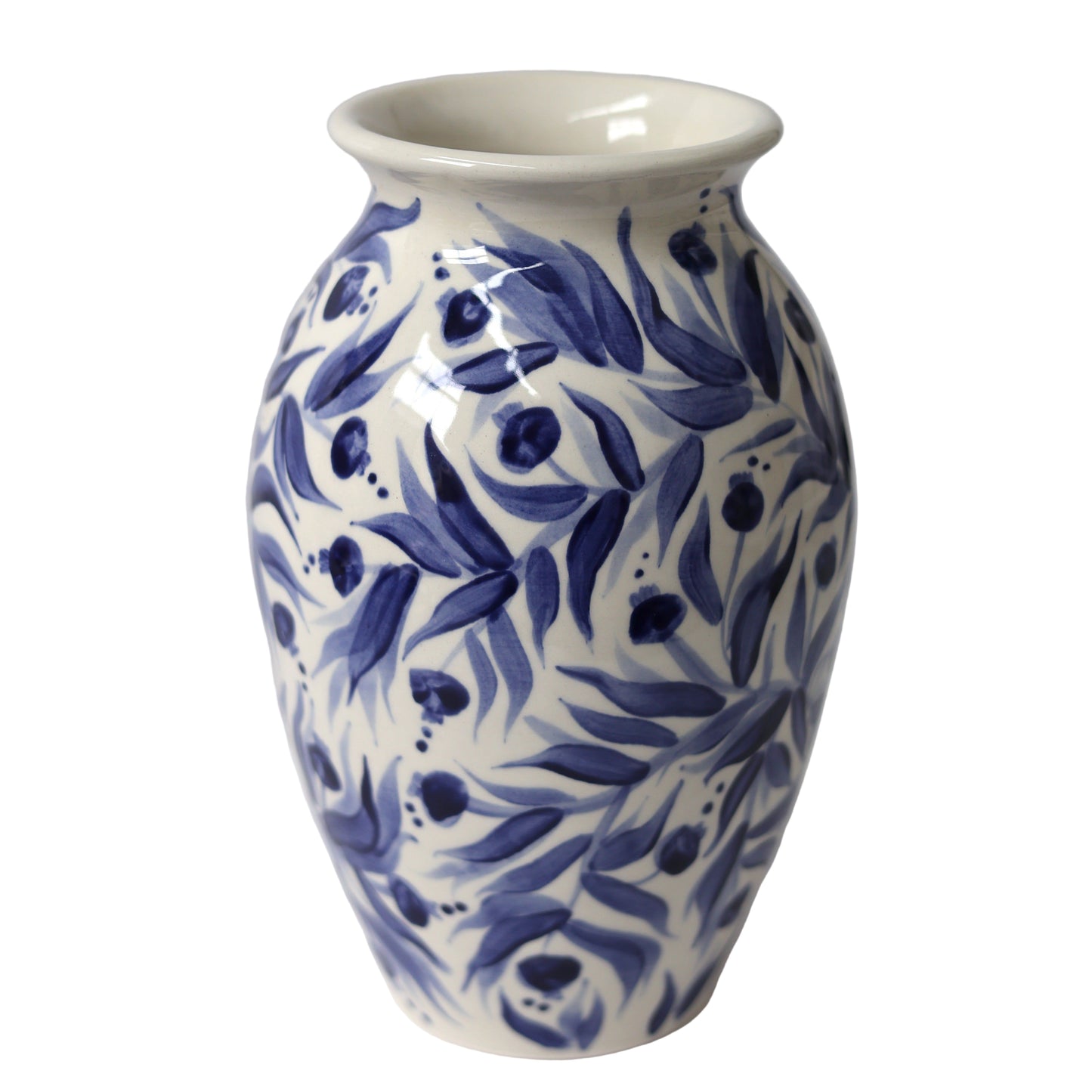 Pomegranate Hand Painted Vase - Deep Blue