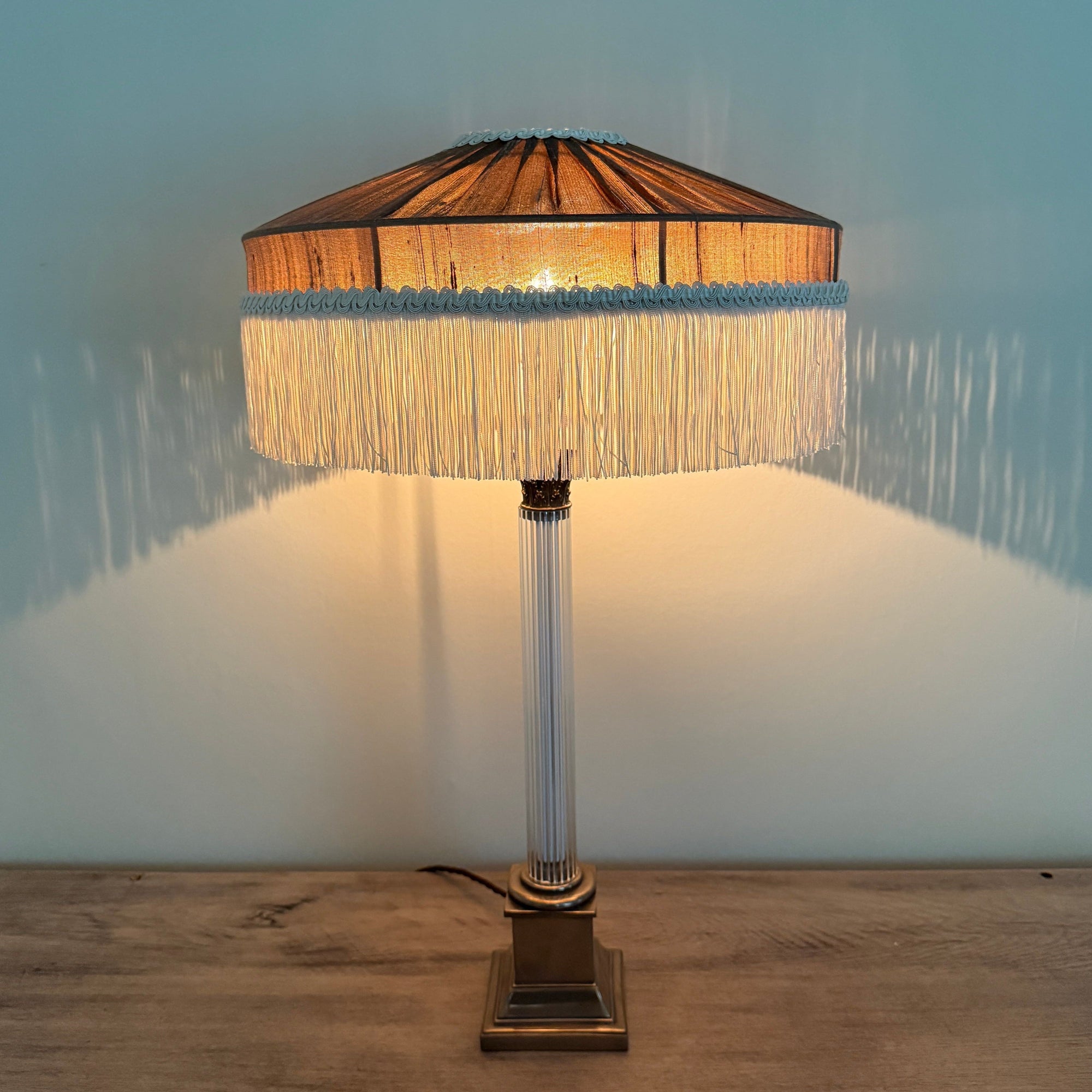 The Peggy Silk Fringed Lampshade - Brown
