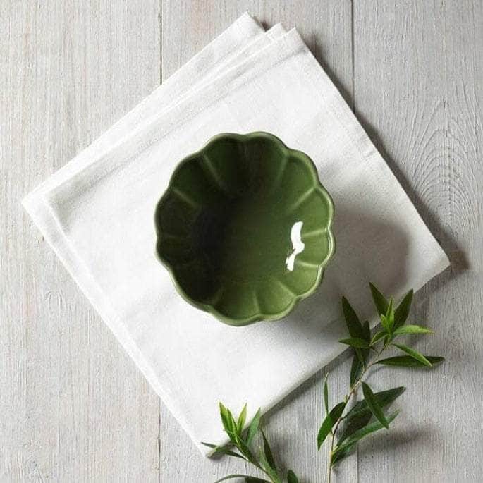 Green Scallop Ceramic Dip Bowls x 3