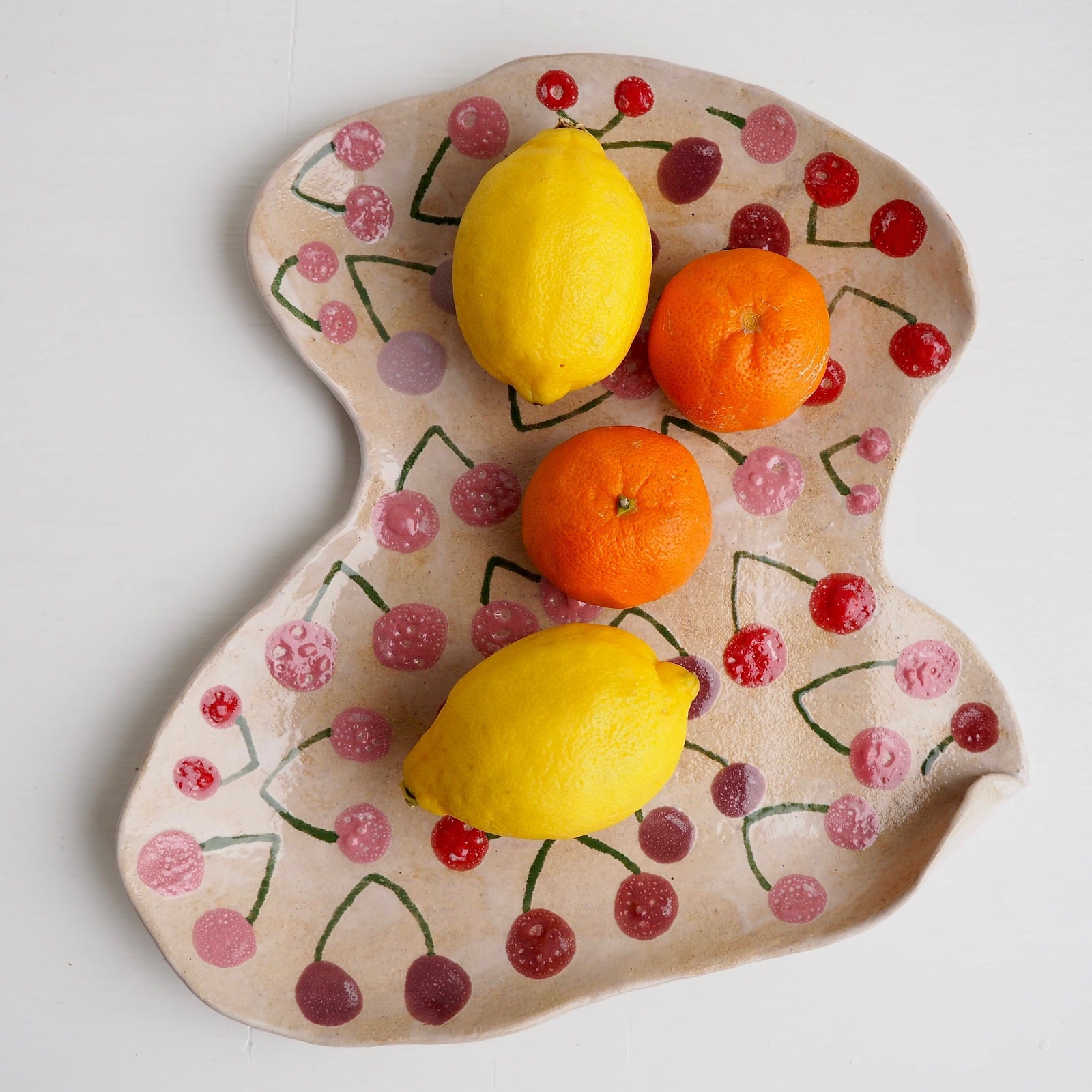 Handmade Ceramic Curvy Cherry Serving Plate