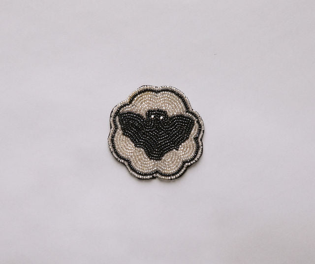 Halloween Bat Beaded Coaster – Handmade Cup Mat with Glass Beads