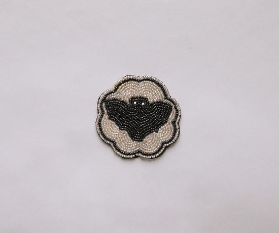 Halloween Bat Beaded Coaster – Handmade Cup Mat with Glass Beads