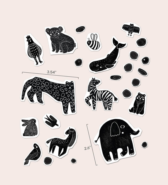 Black Zoo Ceramic Sticker Set