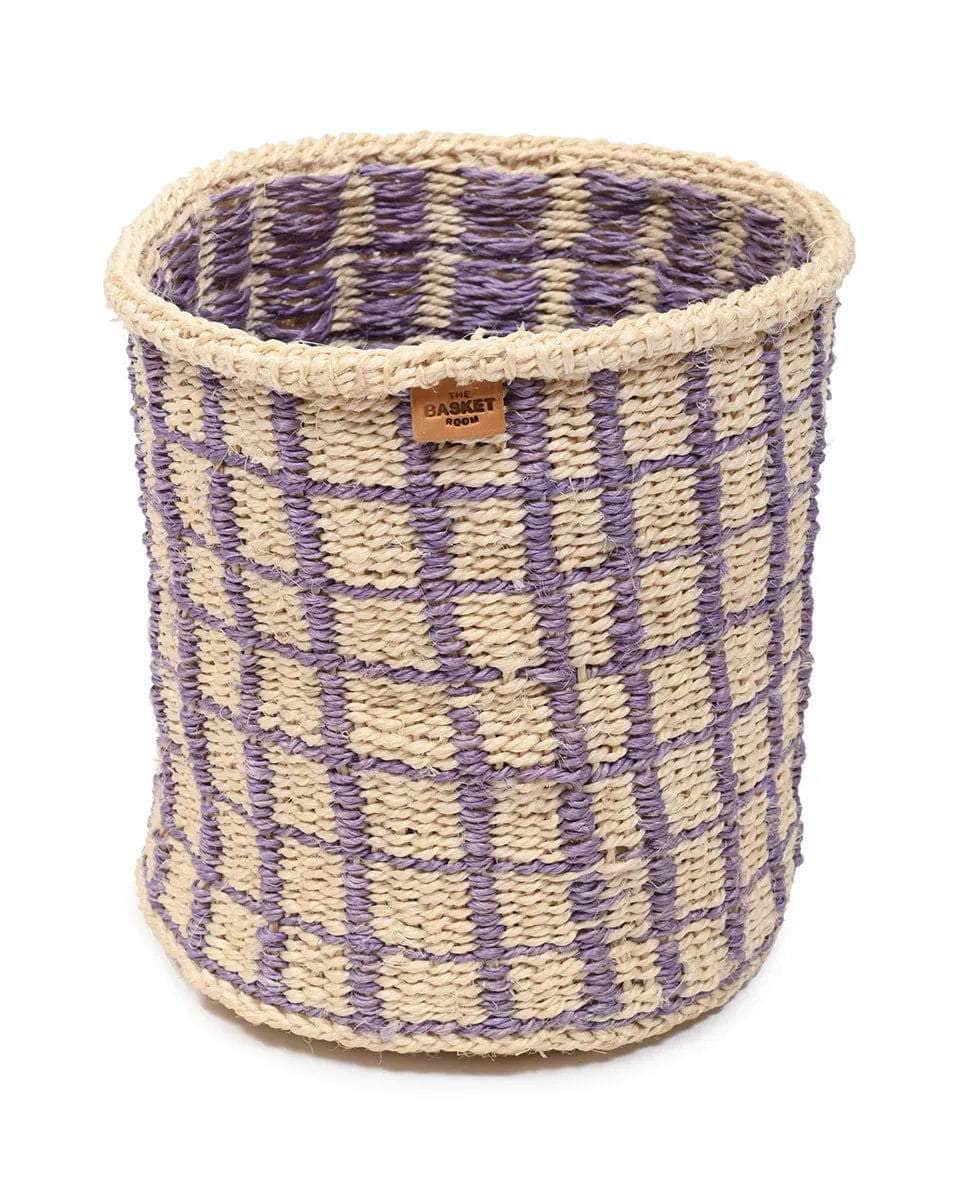 CHANGIA: Lavender Check Woven Storage Basket