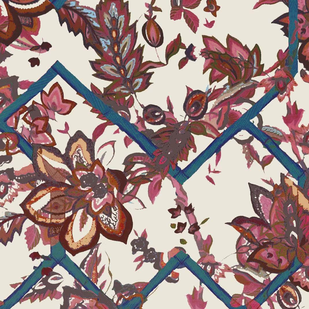 Creeping Trellis Fabric (Wedgwood Red)