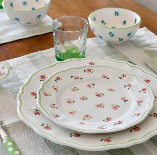 Ceramic Provence Pink Floral Plate Set of Four