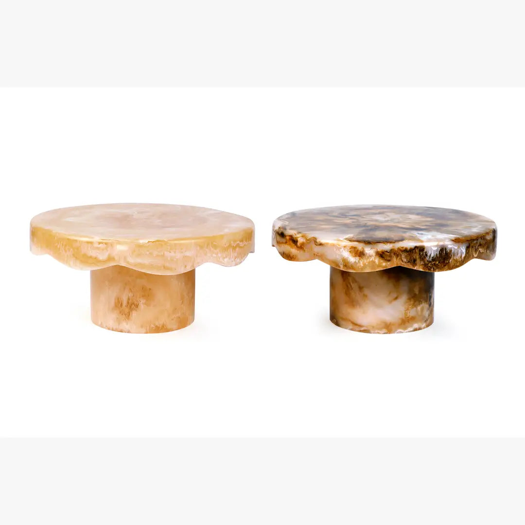 Scallop Resin Cake Stand, Brown  - 9.5x4.5 Inches
