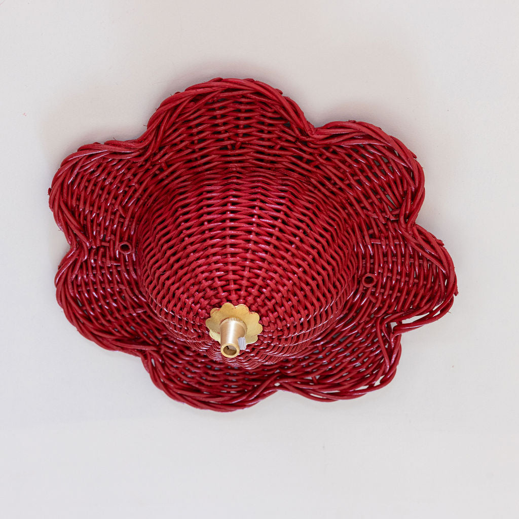 Mandala Rattan Ceiling Rose, Red