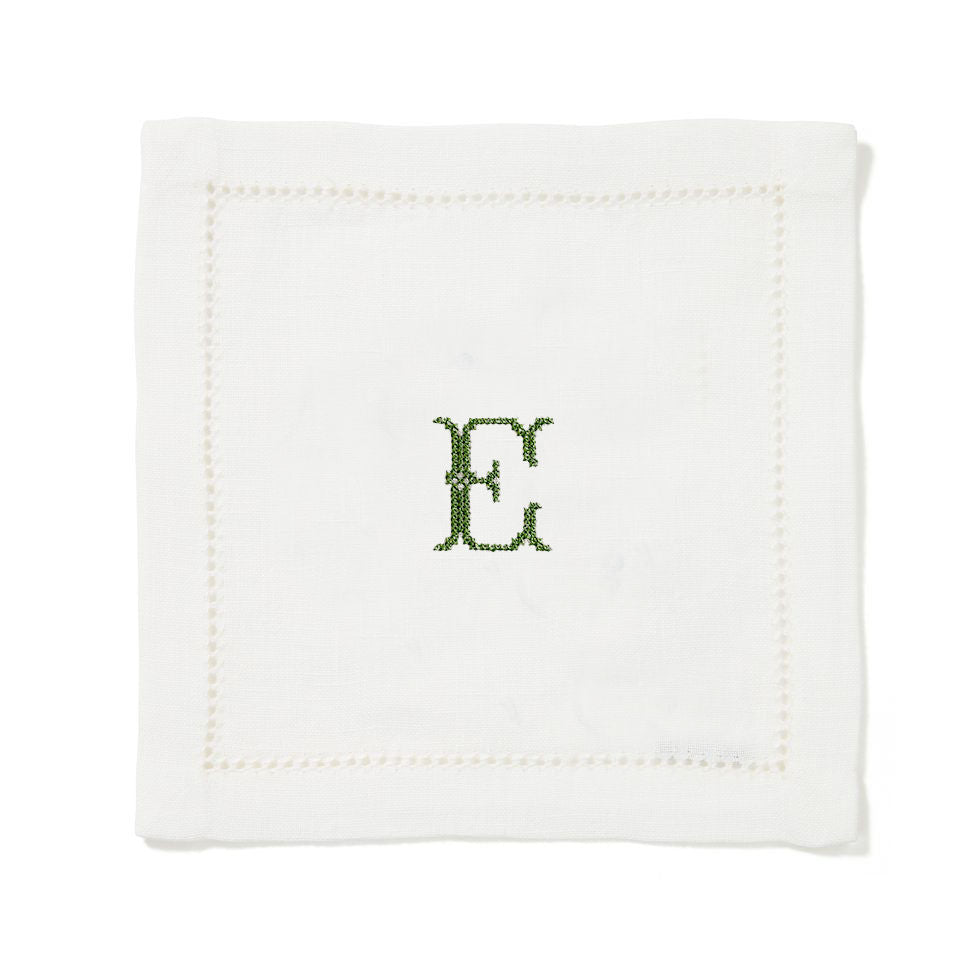 Set of 6 Personalised Hemstitch Square Cocktail Napkins