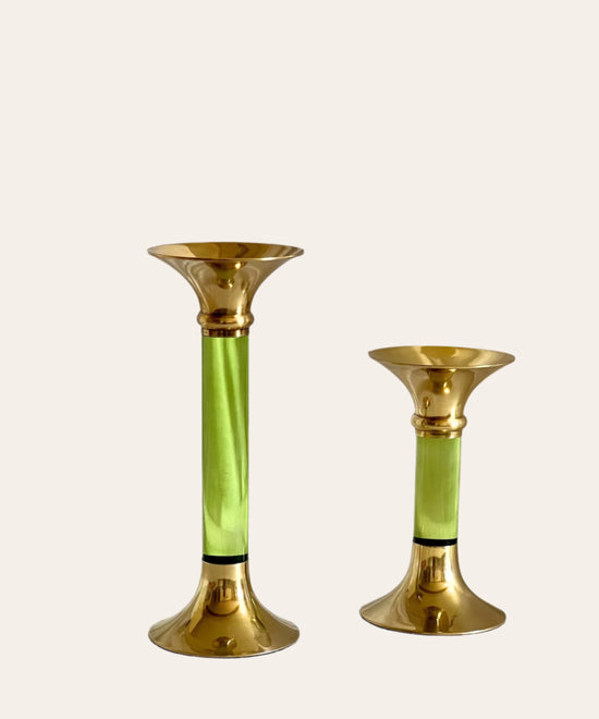 Brass and Acrylic Candleholder | Small |  Green