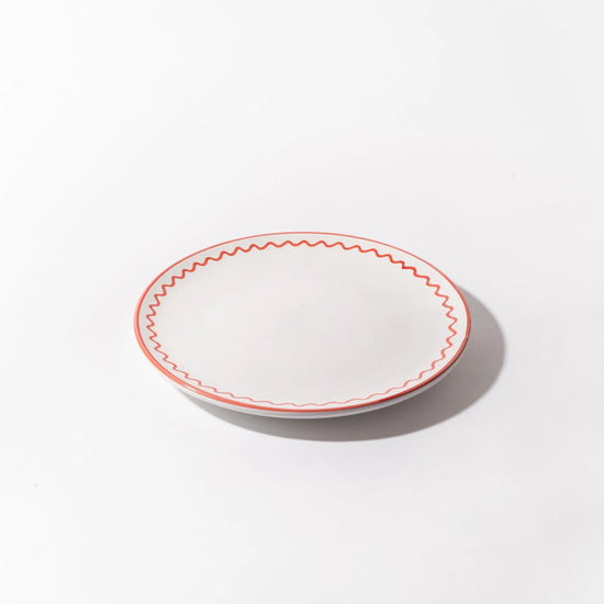 Lunch Plate - Lobster Red Zigzag