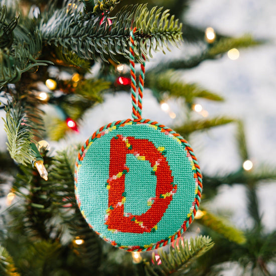 Needlepoint Monogram Ornament - D