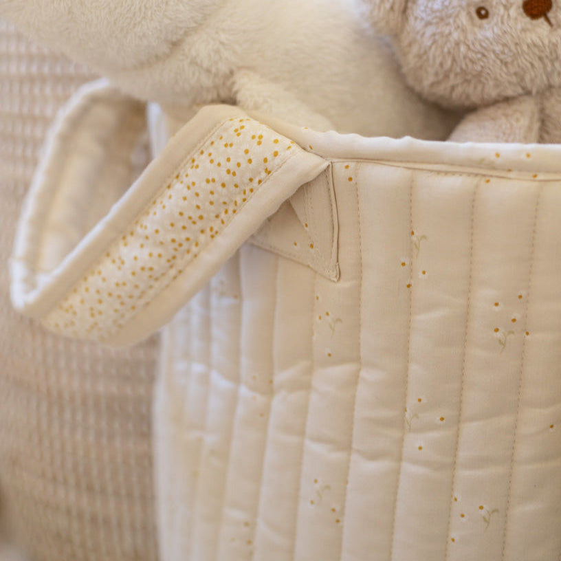 Large Quilted Storage Basket - Wild Chamomile / Daisy Meadow