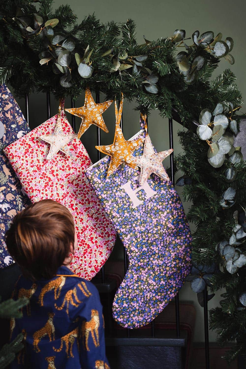 Christmas Stocking made with Liberty Fabric WILTSHIRE STAR
