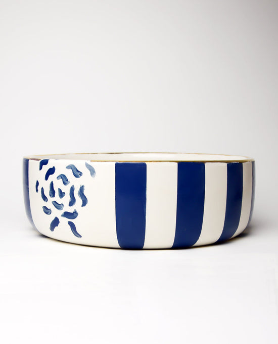 Royal Blue stripe salad bowl