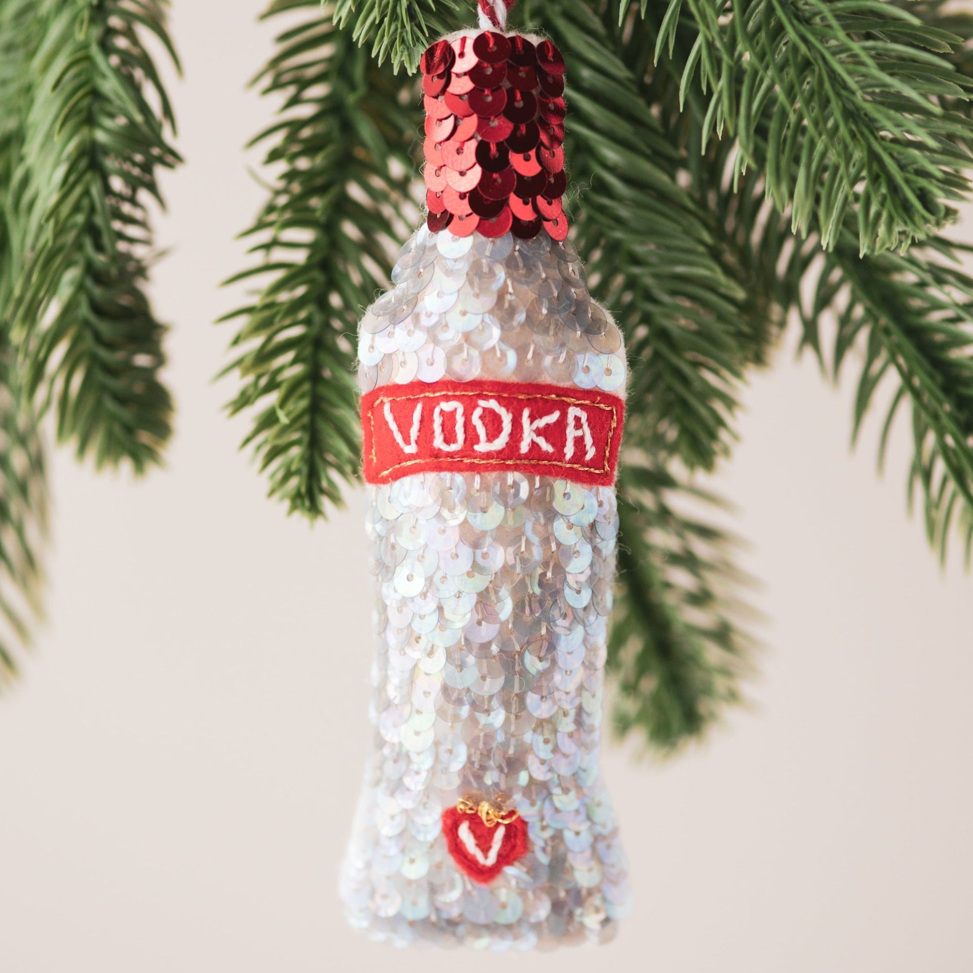 Vodka Bottle Embroidered Sequin Ornament