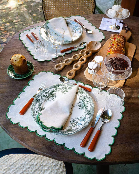 Luna Placemat, Beige with Green
