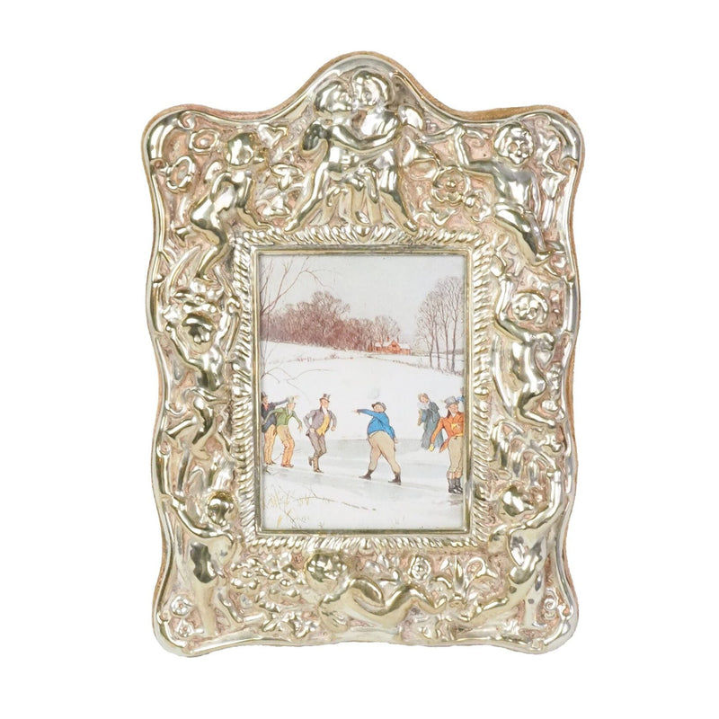 Antique Cherub Silver Plate Frame