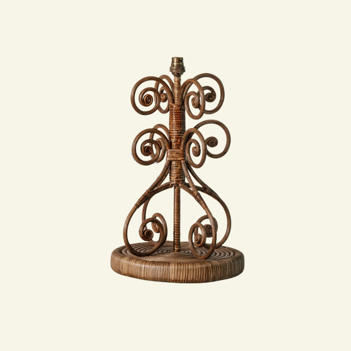 Retro Rattan Lamp Base, Teak