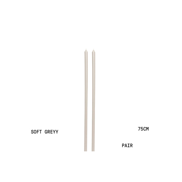 Soft Grey Tapered METRE Candle Pair