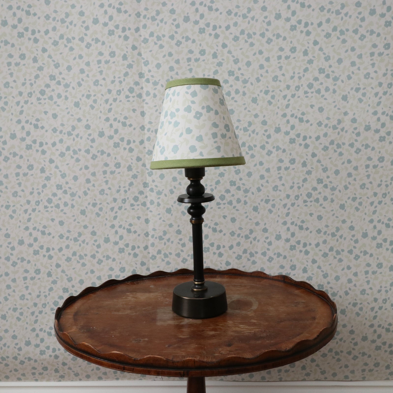 Lampshade - Small Clip-On Blossom Pale Sage With Green Trim