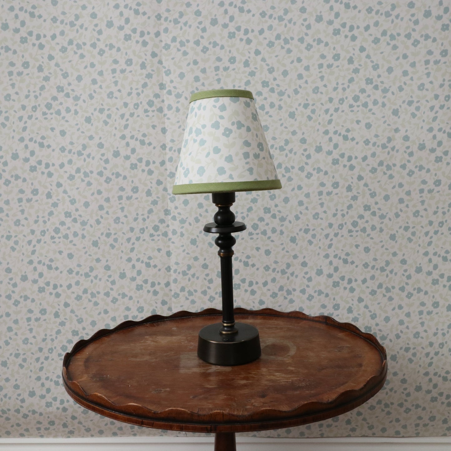 Lampshade - Small Clip-On Blossom Pale Sage With Green Trim