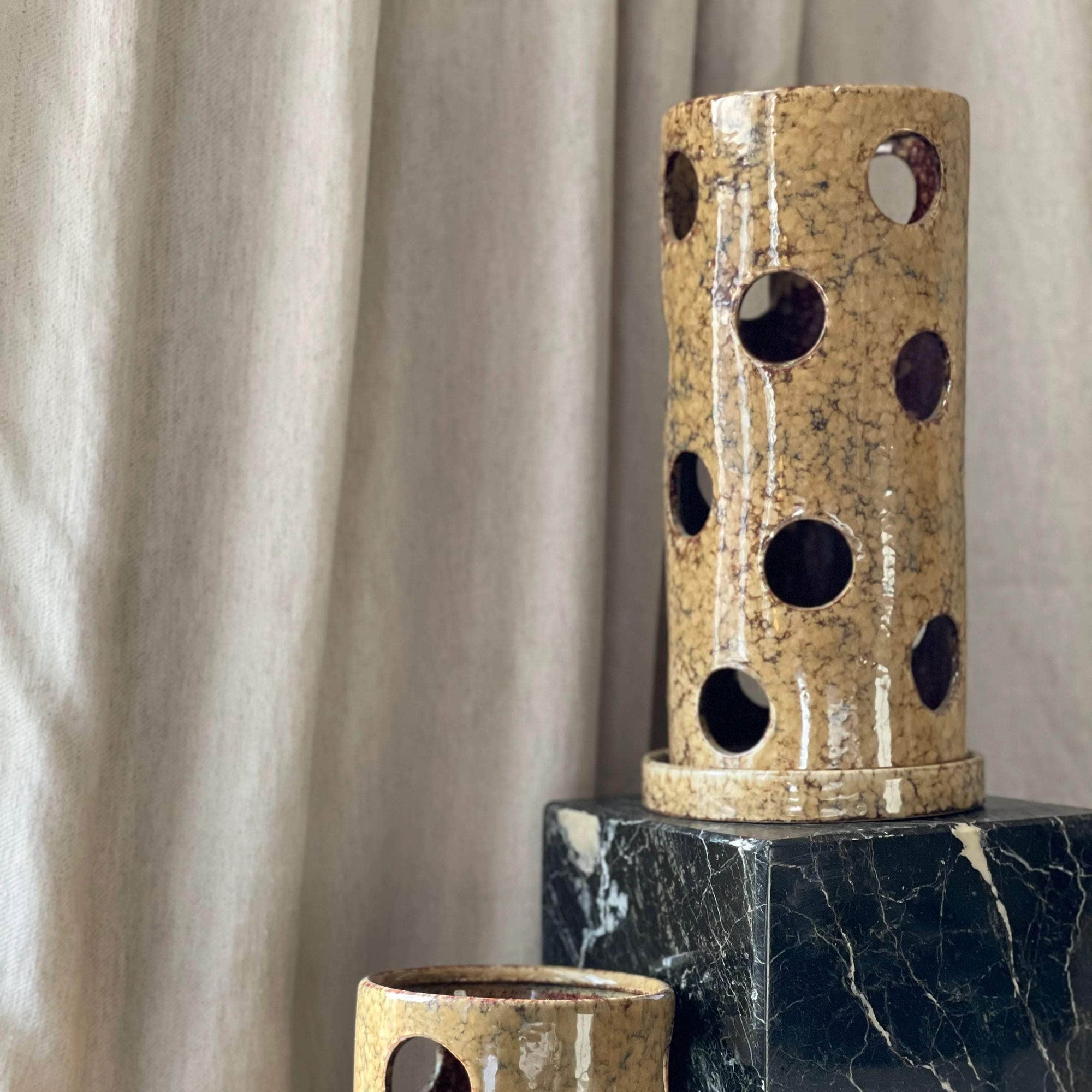 Large Pair of Ceramic Tea Light Holders