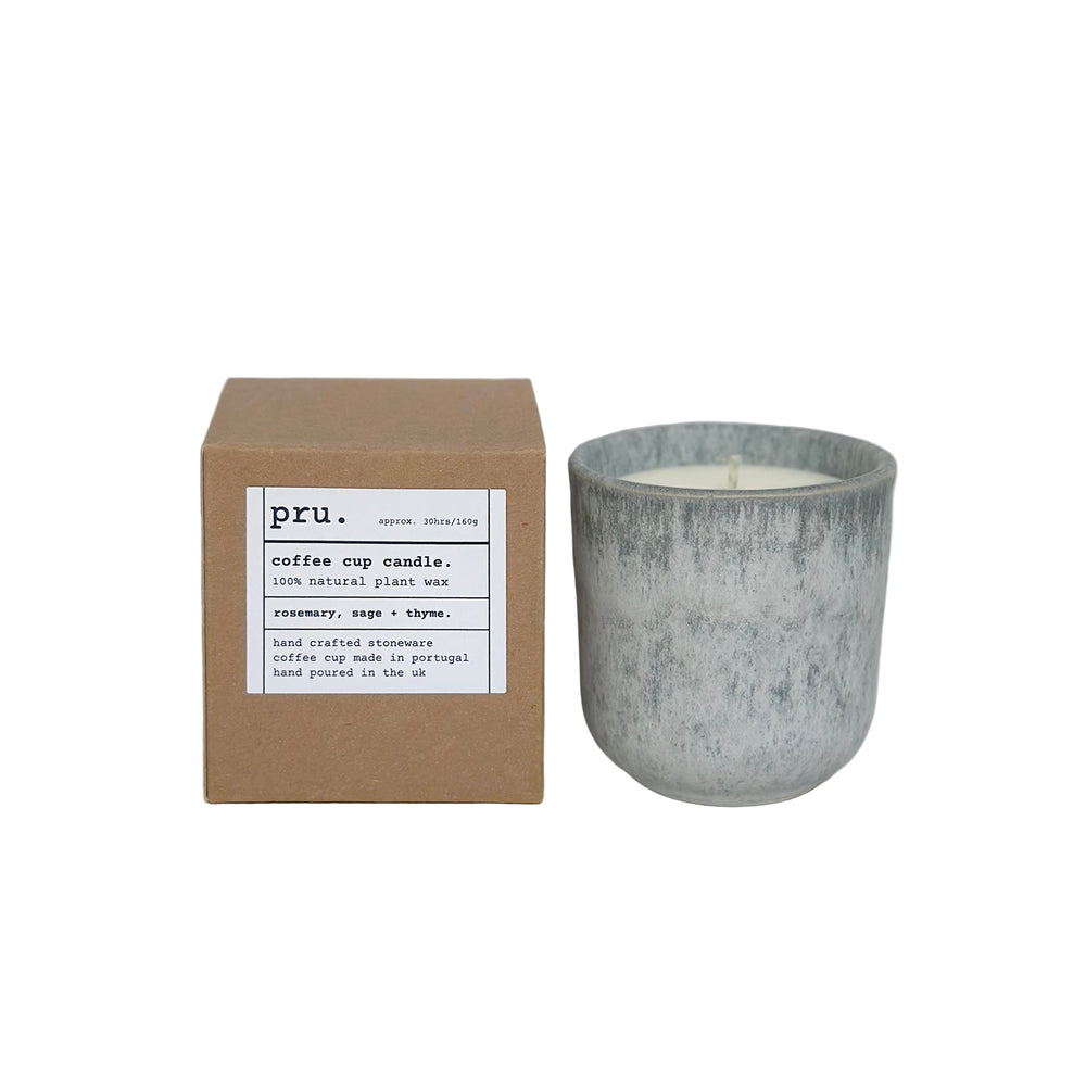 Grey Coffee Cup Candle - Rosemary, Sage + Thyme