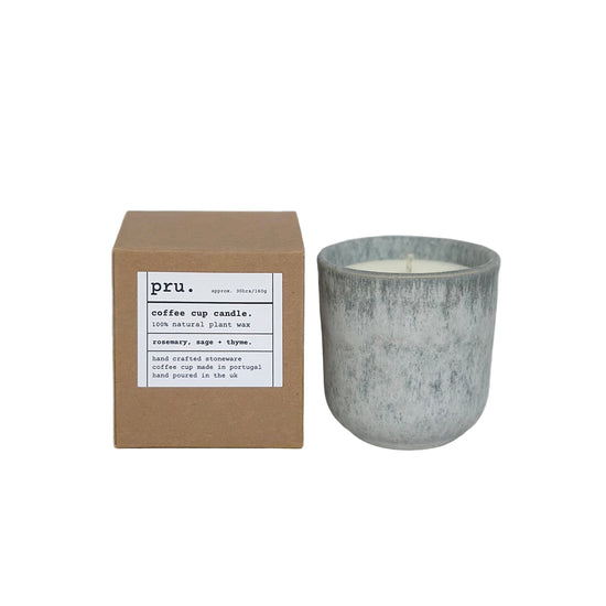 Grey Coffee Cup Candle - Rosemary, Sage + Thyme