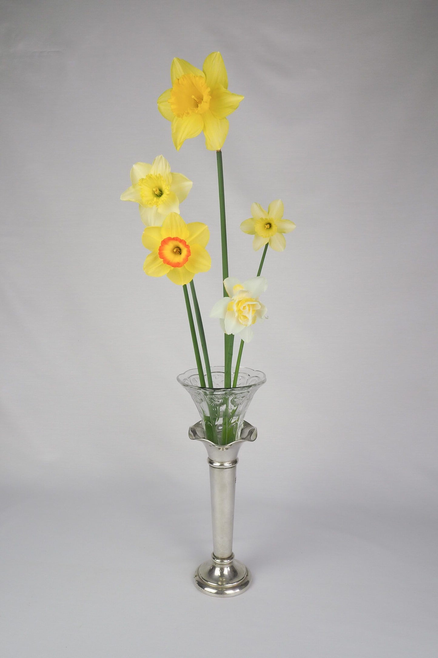 Silver Plate and Glass Bud Vase