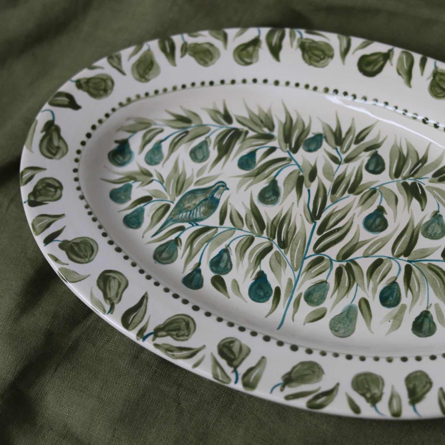 Partridge in a Pear Tree Hand Painted Platter 03