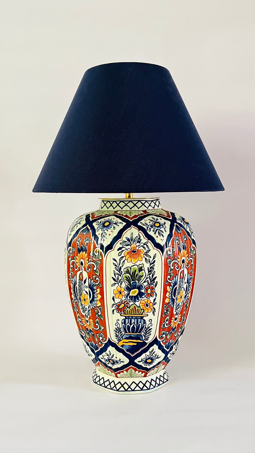 Large Antique Boch Bruges Lamp