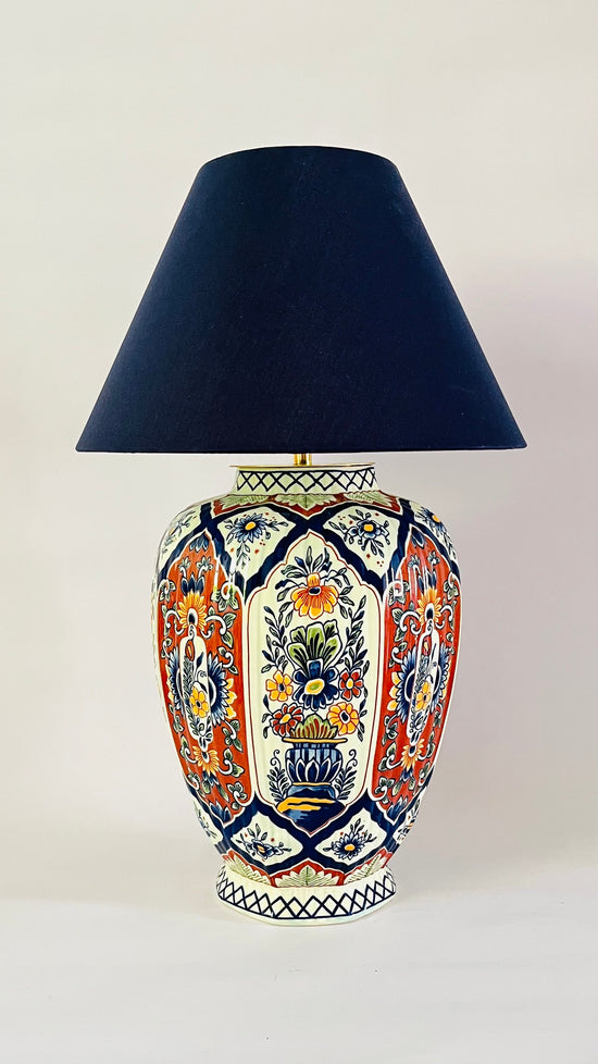 Large Antique Boch Bruges Lamp