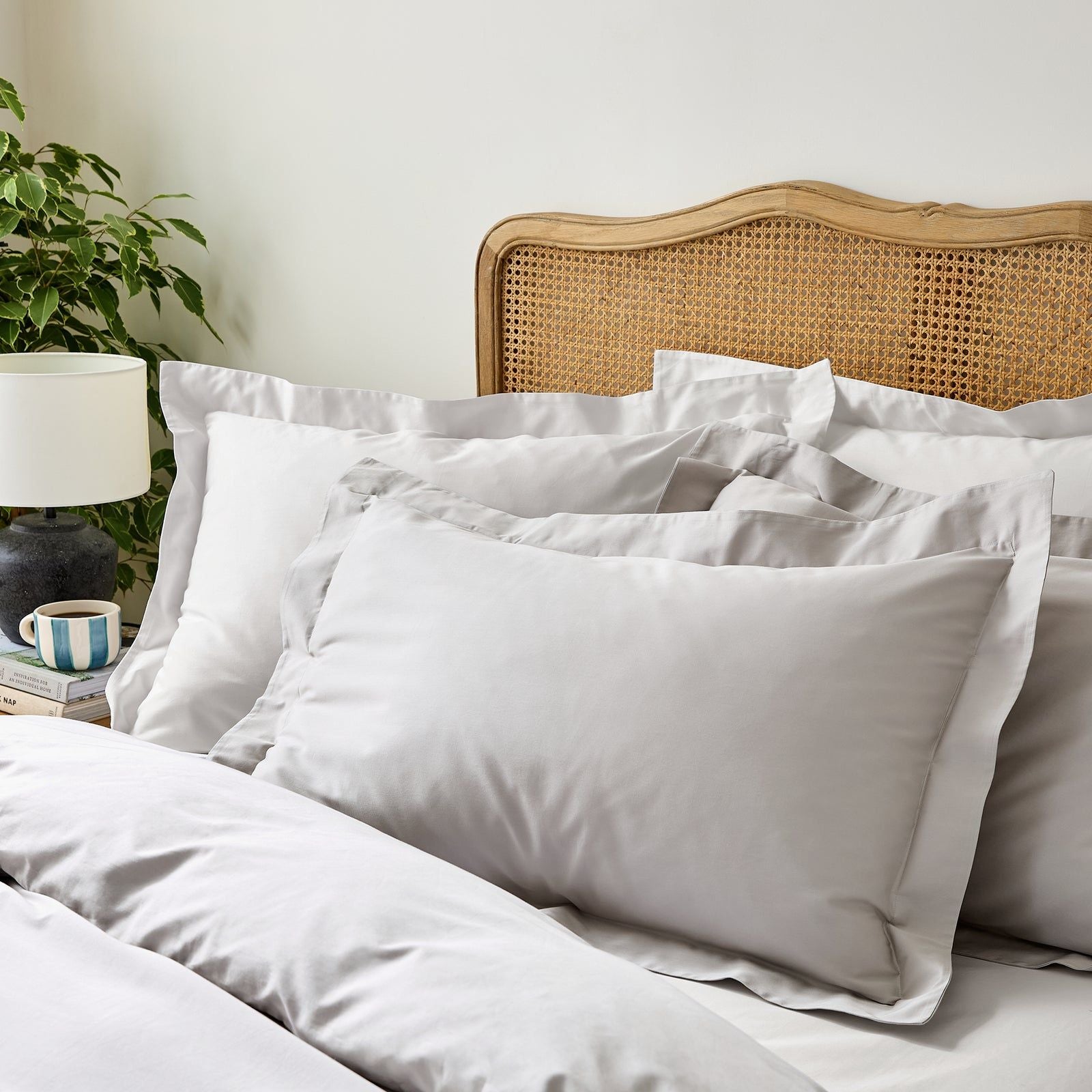 Luxury Organic Dove Grey Edged Pillowcases