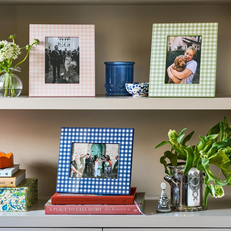 Sage Gingham Lacquer Photo Frame
