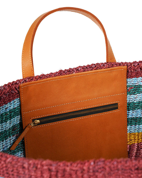 BINAFSI: Sports Luxe Multi-Tone Patterned Sisal Shopper
